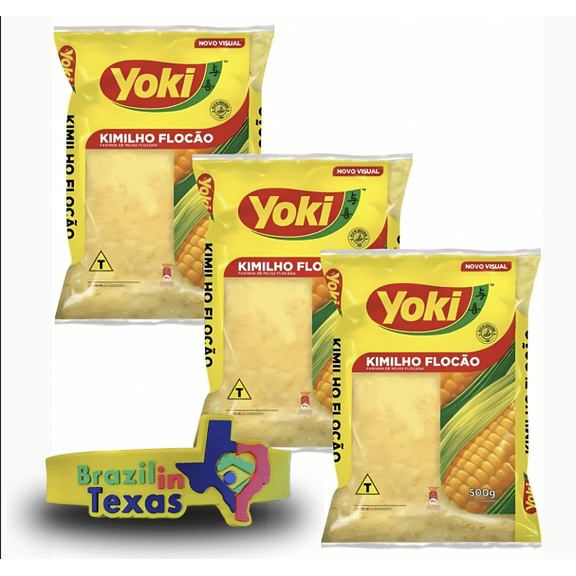 Yoki Flaked Corn Meal 17.6 oz Pack of 3 | Kimilho Flocao | Brazil in Texas Bundle