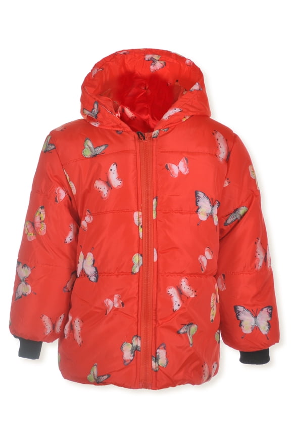 Girls' Puffer Jacket Color: red Size: 3t
