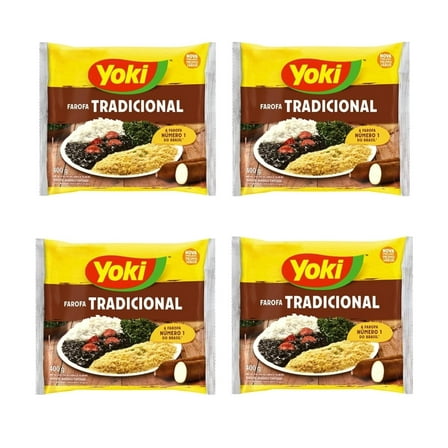 Yoki Seasoned Cassava Flour 17.6oz | Farofa de Mandioca Pronta 500g (Pack of 04)
