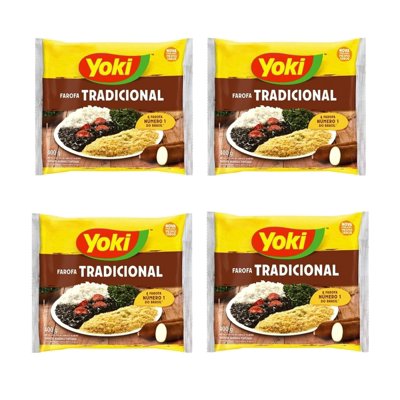 Yoki Seasoned Cassava Flour 17.6oz | Farofa de Mandioca Pronta 500g (Pack of 04)