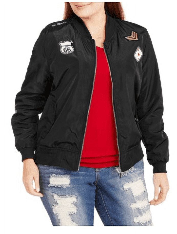 Yoki Women s Plus Size Long Sleeve Embroidered Bomber Jacket