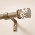 thumbnail image 1 of Yokila 1" Heavy Duty Curtain Rods for Windows 18-60 Inch Adjustable, Farmhouse Single Light Brown Rod with Decorative Floral Leaf Finials for Living Room Bedroom, 1 of 10