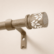 Yokila 1" Heavy Duty Curtain Rods for Windows 18-60 Inch Adjustable, Farmhouse Single Light Brown Rod with Decorative Floral Leaf Finials for Living Room Bedroo