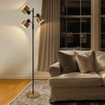 thumbnail image 1 of Yokila 66.25" Modern Black Gold Metal Floor Lamp for Living Room Bedroom 3 Light Tall Standing Lamp with Rotary Switch for Home Office, 1 of 11
