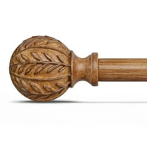 Yokila Farmhouse Brown Curtain Rods for Windows 18 to 60 Inches Adjustable Length Heavy Duty 1" Diameter Single Window Curtain Rod with Decorative Finials for Bedroom Living Room Kitchen