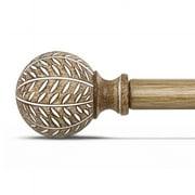 Yokila Farmhouse Brown Curtain Rods for Windows 36 to 88 Inches Adjustable Length Heavy Duty 1" Diameter Single Window Curtain Rod with Decorative Finials for O