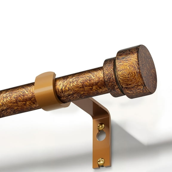 Yokila Vintage Gold Curtain Rod for Windows 16 to 60 Inches 1" Diameter Decorative Heavy Duty Window Curtain Rod Adjustable with Solid Finials for Living Room Outdoor Bedroom Kitchen Farmhouse