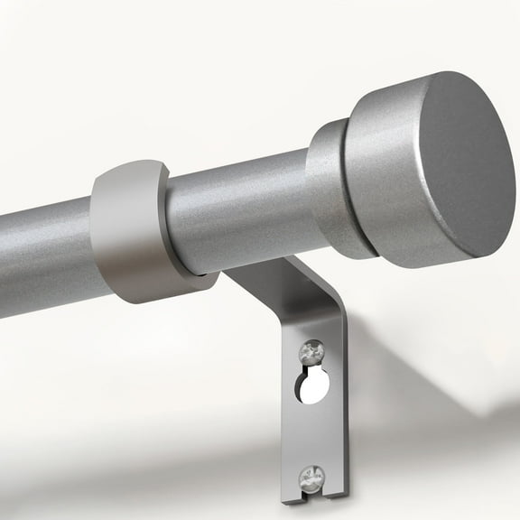 Yokila Silver Curtain Rod for Windows 16 to 120 Inches 1" Diameter Modern Decorative Heavy Duty Window Curtain Rod Adjustable with Solid Finials for Living Room Bedroom Kitchen Outdoor