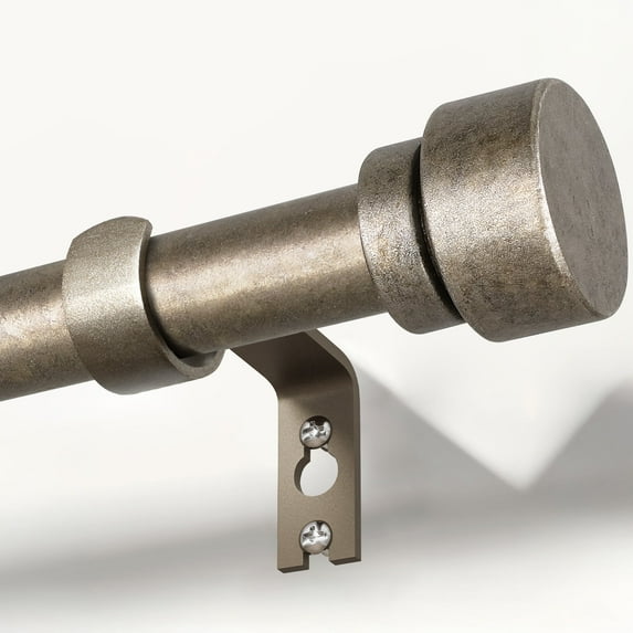 Yokila Vintage Silver Curtain Rod for Windows 16 to 120 Inches 1" Diameter Modern Decorative Heavy Duty Window Curtain Rod Adjustable with Solid Finials for Living Room Bedroom Kitchen Outdoor