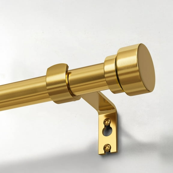 Yokila Warm Gold Curtain Rods for Windows 16 to 144 Inches Adjustable Length Heavy Duty 1" Diameter Window Curtain Rod with Solid Metal Finials for Outdoor Living Room Bedroom Farmhouse Kitchen