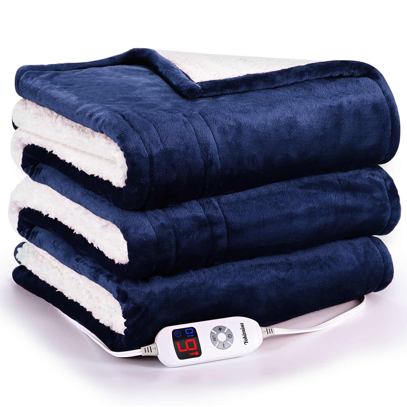 Yokimisu Electric Heated Blanket 62" x 84" Flannel and Sherpa Twin Size