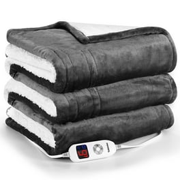 Royalcraft Large Flannel Heated Blanket Queen Size Dual Control 10 Heat Settings 12 Hours Auto Off Red Walmart