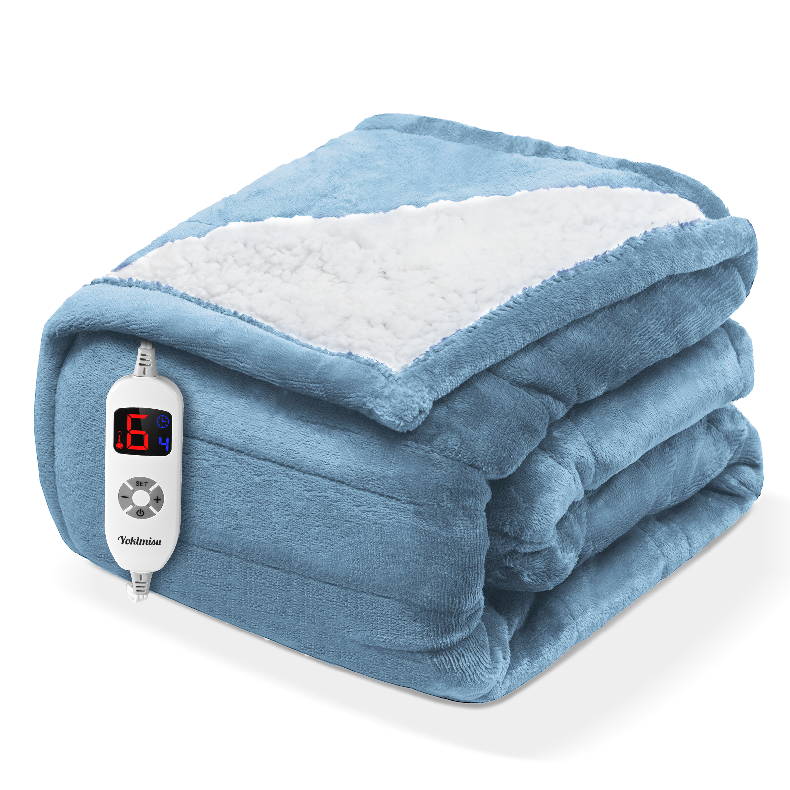 BOMOVA Heated Electric Blanket Throw, Sherpa Blanket with Fast Heating Overheating Protection