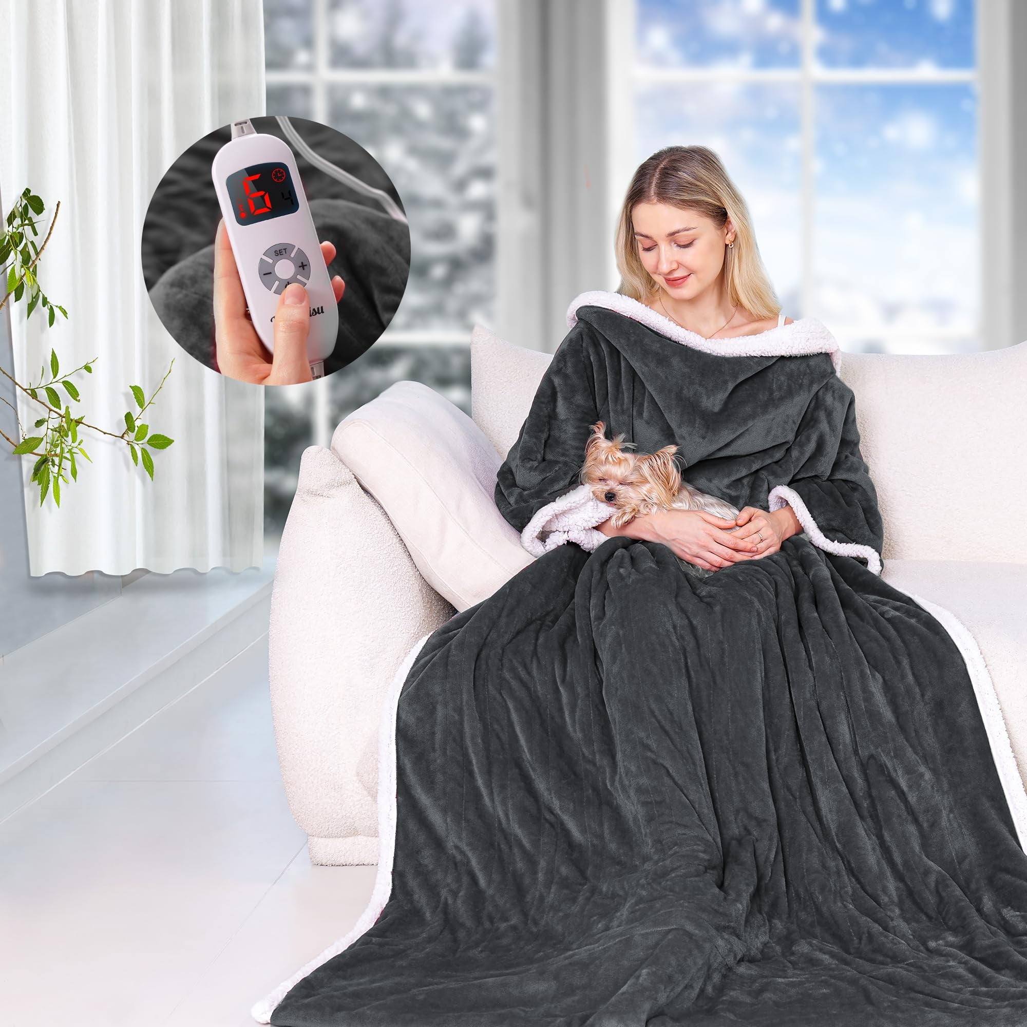 Yokimisu 60 x60 Burritos Heated Electric Blanket Thick Double Sided Flannel 5 Heat Levels Auto off Washable Walmart