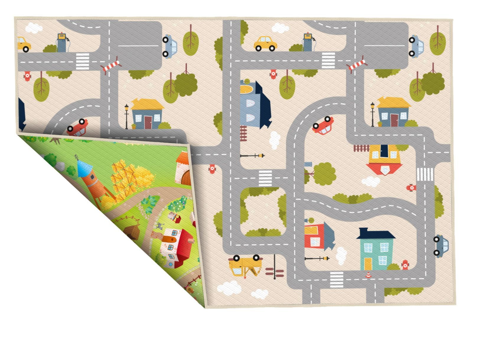 Yokina Farmcity Reversible, Waterproof, Sensory Touch Rolled Kids Playmat for Play Area and Kids Room