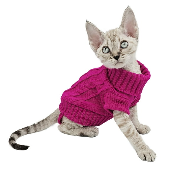 YokoKat Cat Sweater Size Small Turtleneck Style in Magenta