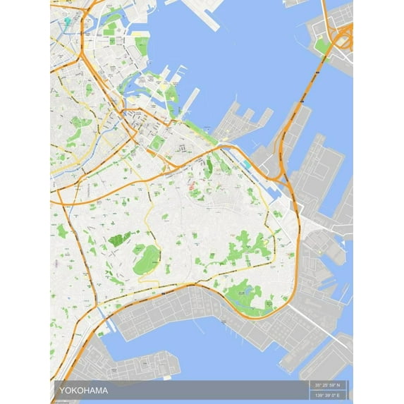 Yokohama, Japan Map, Unframed Poster Wall Art Sold by Art.Com
