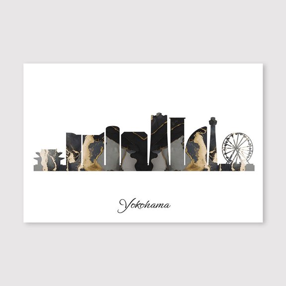 Yokohama Skyline Country Map Wall Decor – Minimalist Neutral Canvas Art – 8x12 inch