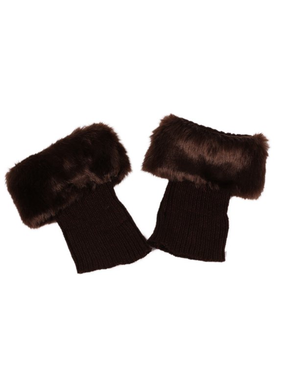1 Pair Winter Warm Furry Boot Cuffs for Women Ribbed Knitted Boot Topper Socks