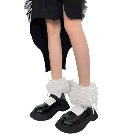 Yokua 1 Pair of Frilly Socks Ballet Socks Ruffle Ankle Socks with Bows Lace Top Sock