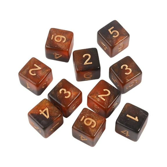 Yokua 10Pcs 15mm Acrylic Dices Digital Six-Sided Dices Role Playing Board Game Dices