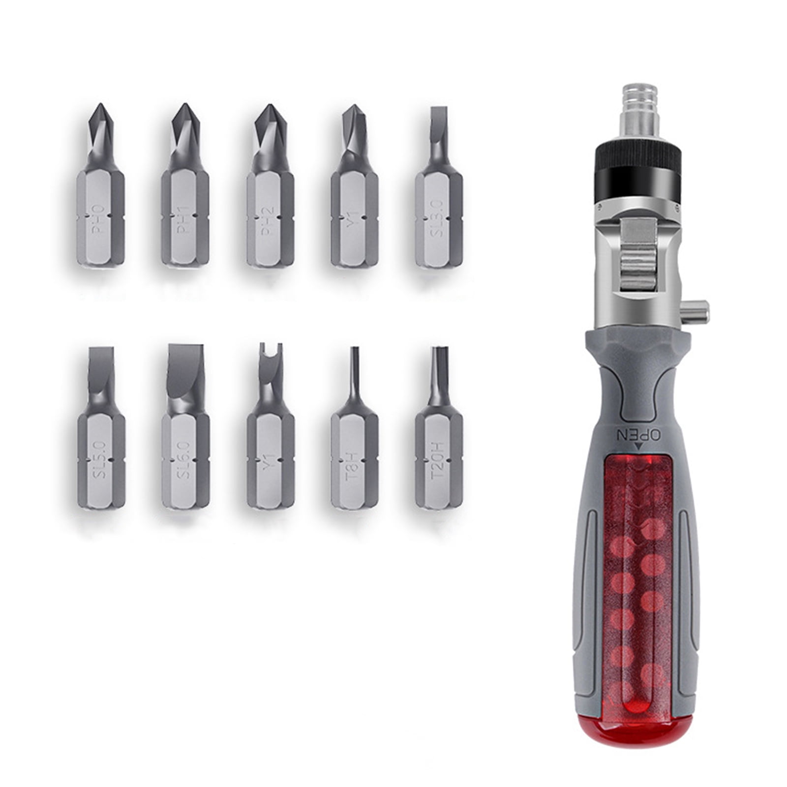 Yokua 11 in 1 Screwdriver Set 180° Angle Adjustable Racheting Screwdriver with Bits