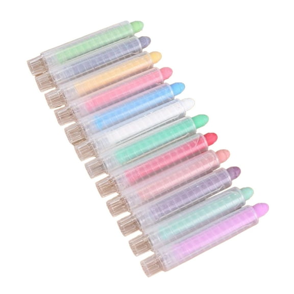 Yokua 12Pcs Dustless Chalk Washable Colored Sidewalk Chalk with Chalk Holder