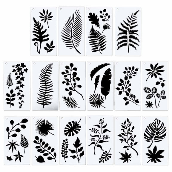 Yokua 16X Hollow Tropical Plant Stencils Leaves Templates Flexible for DIY Painting