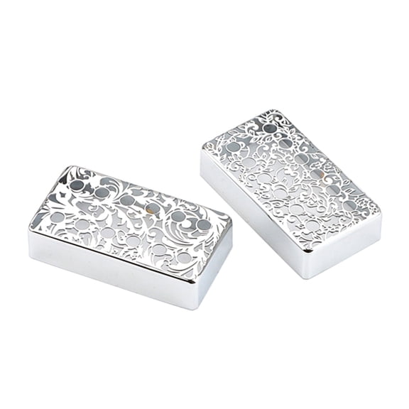 Yokua 2 Pcs Electric Guitars Pickup Cover Flower Pattern Brass Humbuckers Cover