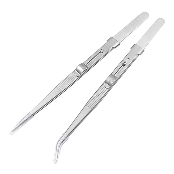 Yokua 2 Pcs Gem & Diamond Stone Tweezers Locking Jewelry Tweezer Slide Lock Fine tip