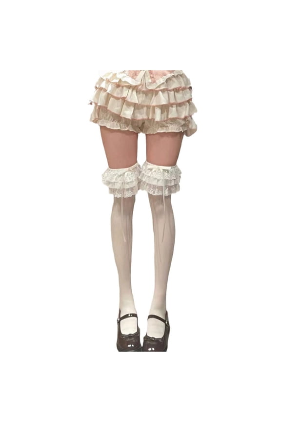 2Pcs Ballet Socks for Girls with Bows Lace Top Sock Princess Style Dress Socks