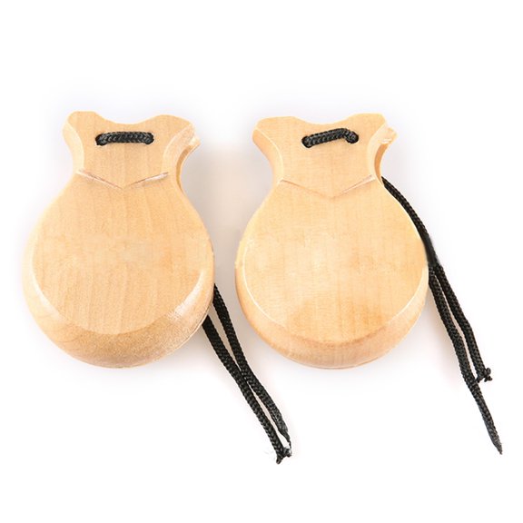 Yokua 2Pcs Flamenco Dance Castanets with String Hand Clapper Orff Music Instrument