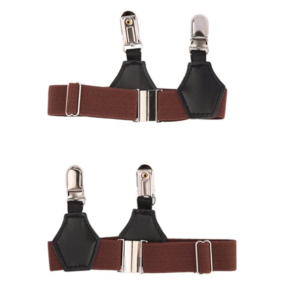 Yokua 2Pcs Men's Adjustable Sock Stays Suspenders Sock Garters Belt with Clips Set