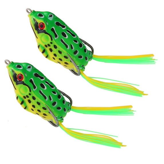 Yokua 2Pcs Simulated Frogs Fishing Lures with Hook Topwater Soft Fishing Baits