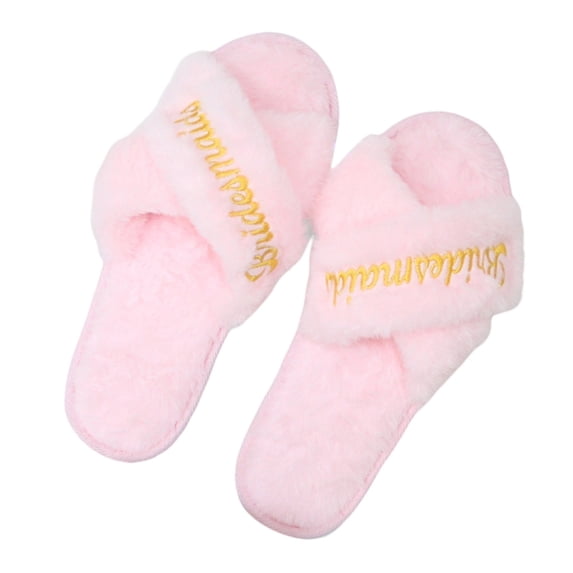 Yokua 2pack Bride Crosses Strap Slippers Soft Wedding Slippers Luxurious Slippers
