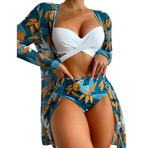 Yokua 3x Criss-Cross Halter-Bikini Swimsuit Sexy Halter Wrap-Bikini Swimwear