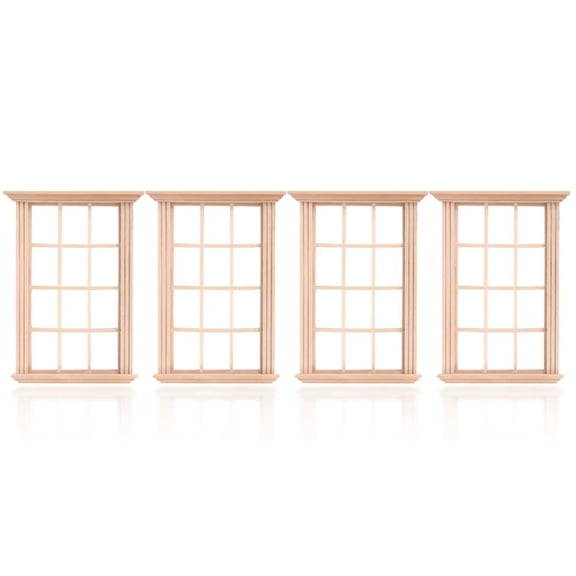 Yokua 4Pcs Sturdy Wood Dollhouses Window Realistic Miniature Home Accessories