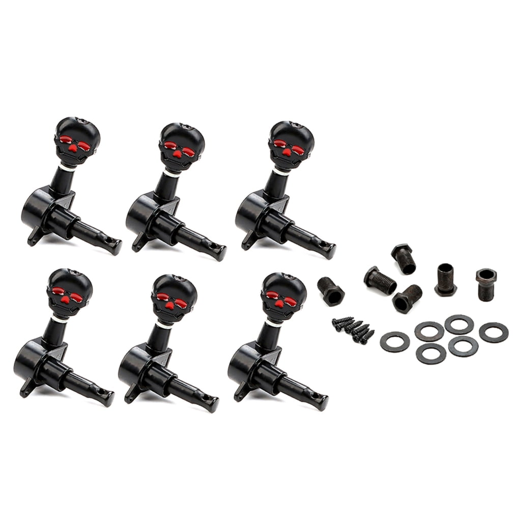 Yokua 6Pcs 6R Skull Button Keys Machine Heads Tuners for Electric Guitar and Bass