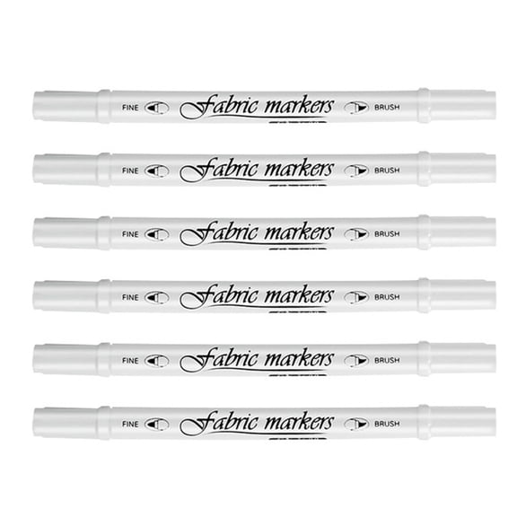 Yokua 6Pcs Double Tip Fabric Marker Washable Fabric Pen for Leather Glass