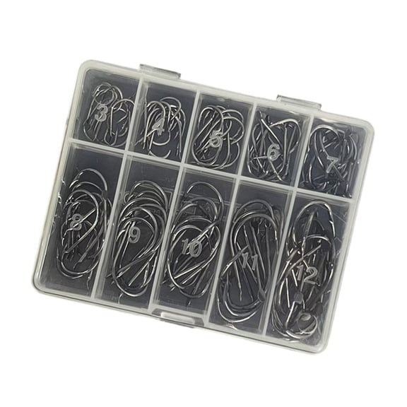 Yokua 70/100pcs Carbon Steel Eyed Fish Hook Saltwater Freshwater Barbed Fishing Hook
