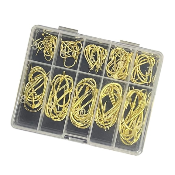 Yokua 70/100pcs Carbon Steel Eyed Fish Hook Saltwater Freshwater Barbed Fishing Hook