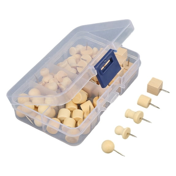 Yokua 8/12/20/25Pcs 5 Types Wooden Push Pins Cork Board Decorative Thumb Tacks Pins