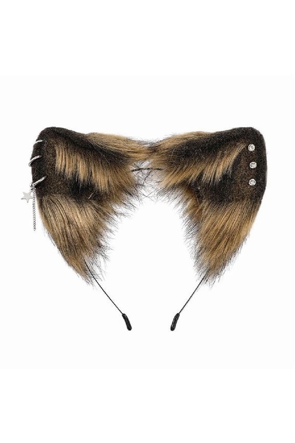 Adult Cartoon Cat Ears Shape Headband with Ear Studded Halloween Hair Hoop
