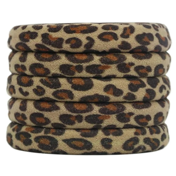 Yokua After Bath Hair Tie Leopard Print Hair Scrunchies Women Ponytail Holder 5PCS