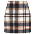 thumbnail image 1 of Yokua All-match Woolen Plaid High Waist A-Line Pencil Bodycon Mini Skirt for Women, 1 of 14