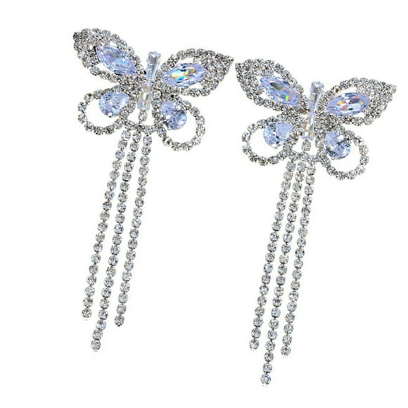 Alloy Butterfly Shape Nipple Covers Pasties with Rhinestones Tassels for Women