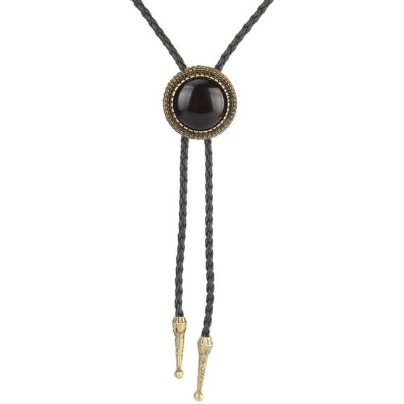 Yokua American Bolo Tie Western Handmade Round Stone Jewelry Cowboy Necklace Chain