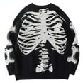 thumbnail image 1 of Yokua Autumn Crew Neck Sweater for Unisex Oversized Skeleton Bone Print Knit Sweater, 1 of 18