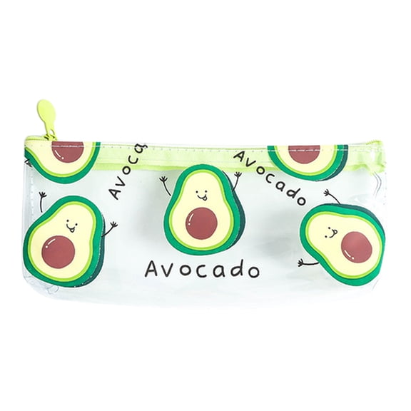 Yokua Avocado Pen Bag Transparent PVC Pen Box Zippered Pocket Desktop Pencil Holder