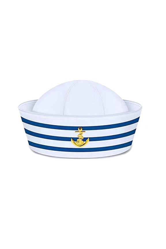 Blue&White Stripe Sailor Hat for Girls Taking Photo Funny Hat for Halloween